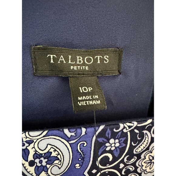 NWT Talbots Blue & White Paisley Print Sheath Dress 10P Petite Officecore Preppy - Picture 5 of 10